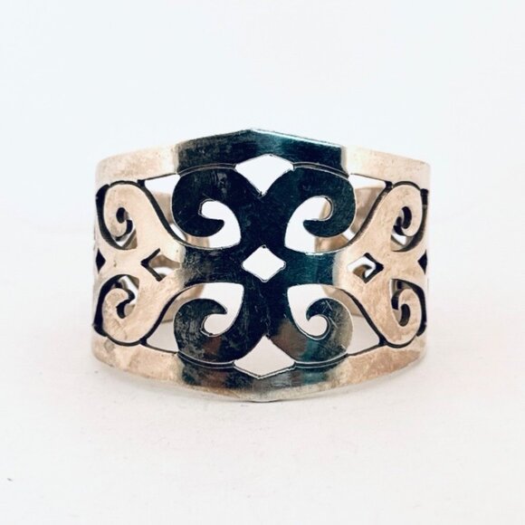 Charles Albert, Estate, Sterling Silver 925 Openwork Cuff Bracelet For 6" Wrist - Picture 1 of 9